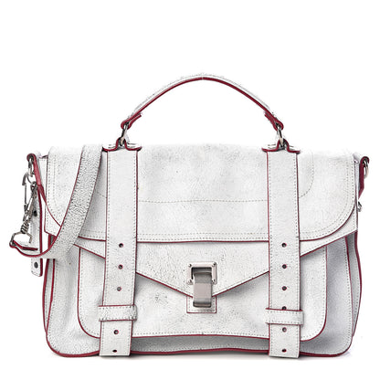 Proenza Schouler Crackle Calfskin PS1 Medium Satchel White 1 of 11