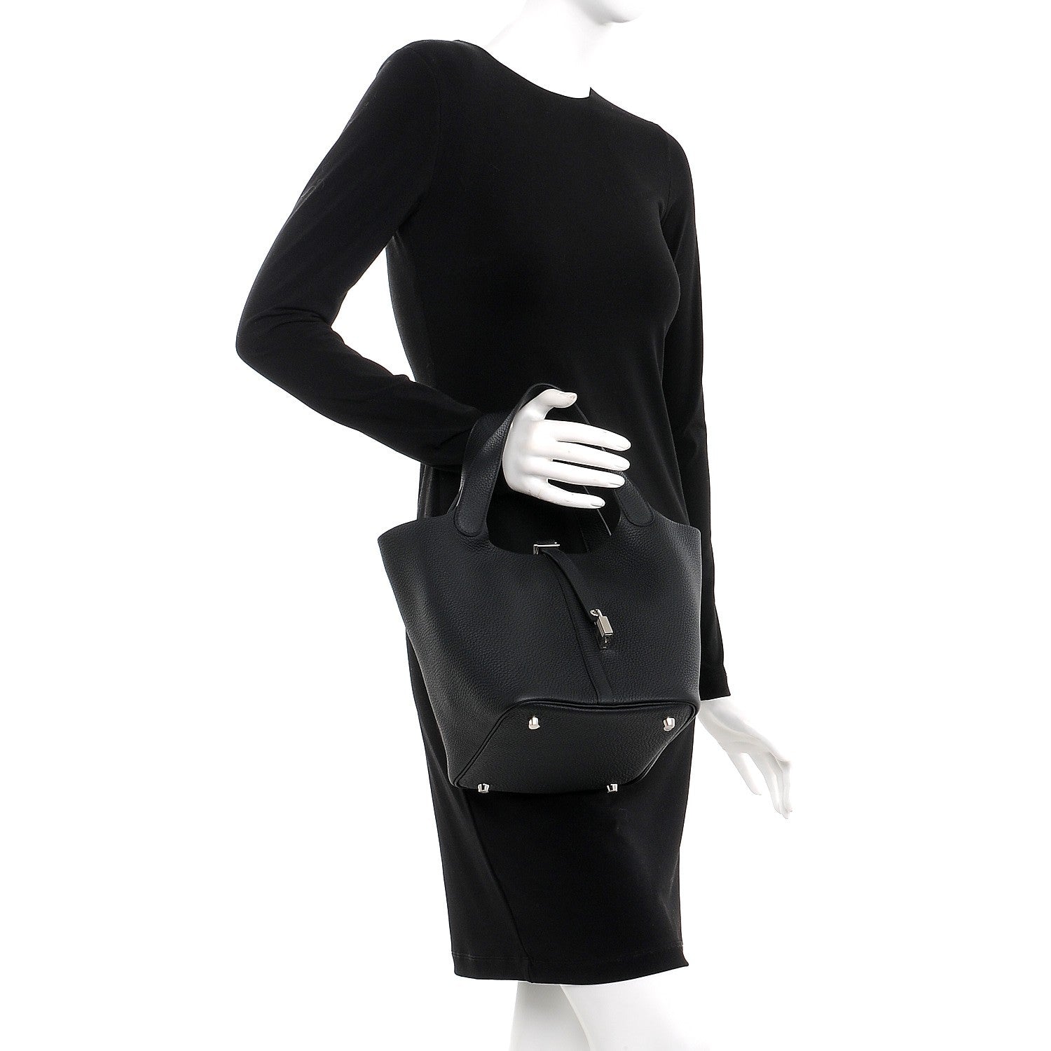 Hermes Taurillon Clemence Picotin Lock 22 MM Black 2 of 8
