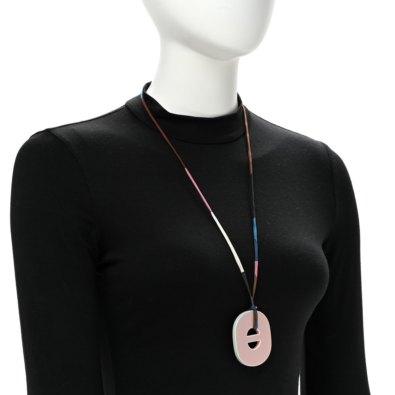 Hermes Lacquered Fidelio Pigment Pendant Necklace Rose Multicolor 2 of 8