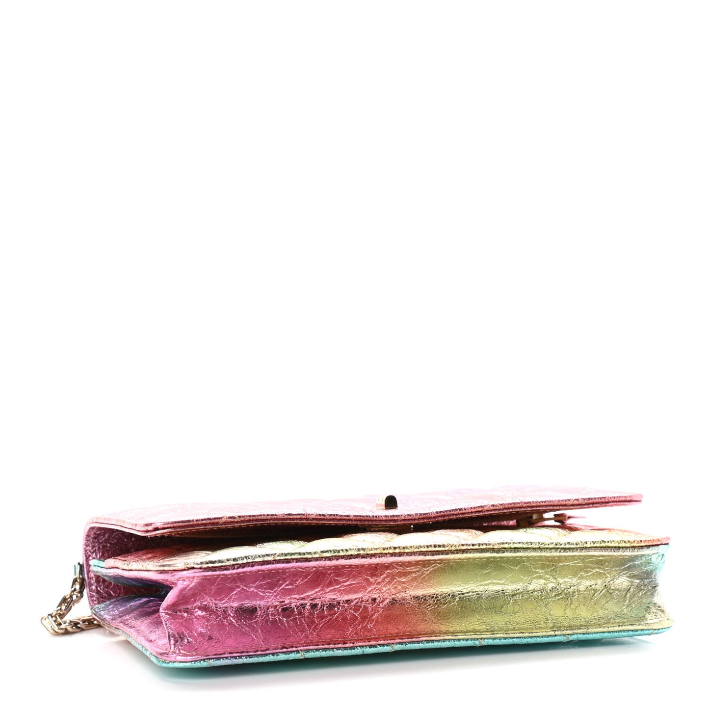 Metallic Goatskin Quilted 2.55 Reissue Wallet on Chain WOC Multicolor