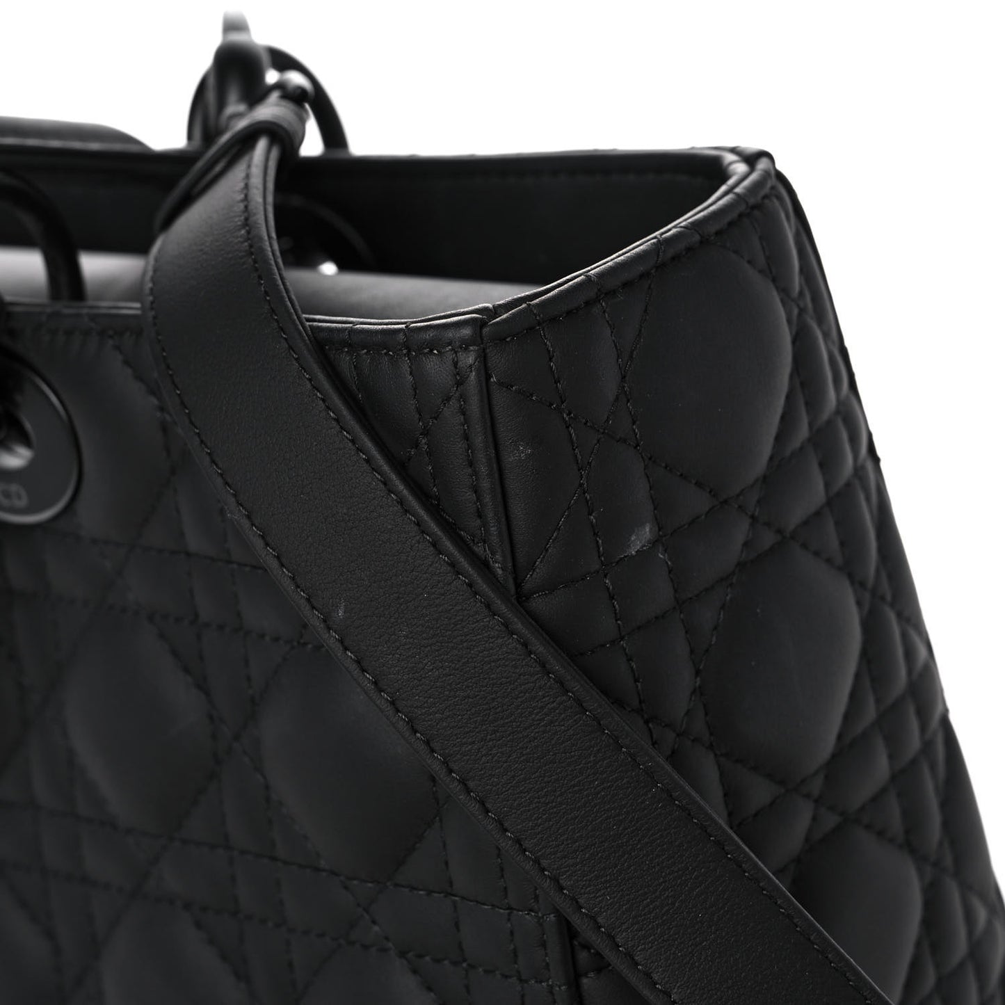 Ultra Matte Calfskin Cannage Large Lady Dior Black