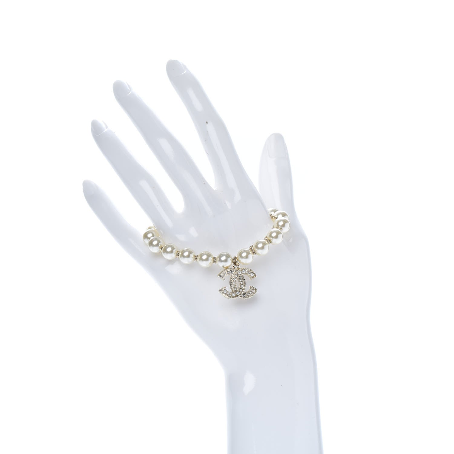 Chanel Pearl Crystal CC Bracelet Gold 2 of 4
