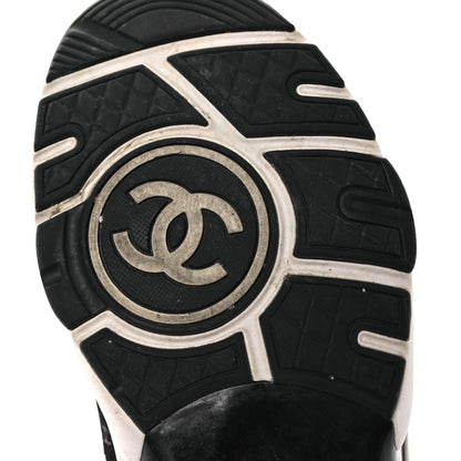 Chanel Suede Calfskin Printed CC Sneakers 38.5 Black 8 of 12