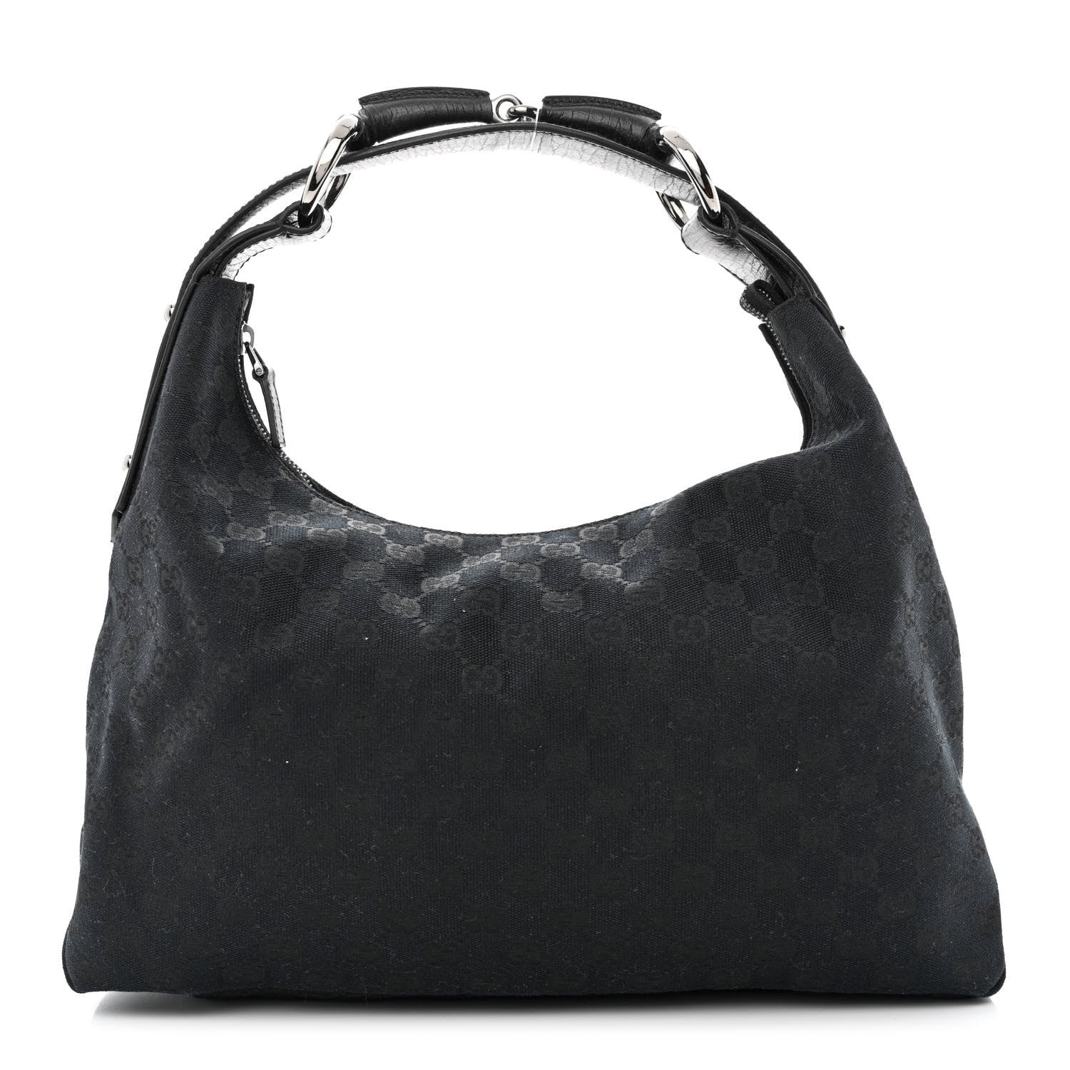Gucci Monogram Medium Horsebit Chain Hobo Black 1 of 10