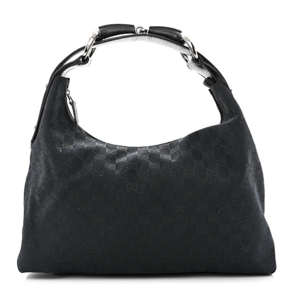 Gucci Monogram Medium Horsebit Chain Hobo Black 1 of 10