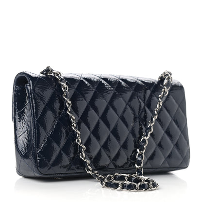 Chanel Distressed Patent Quilted East West Flap Navy Blue 3 of 15
