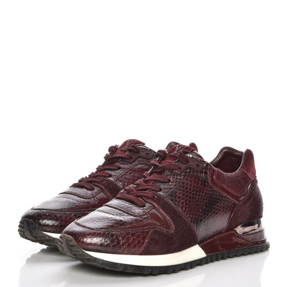 Louis Vuitton Calf Hair Suede Python Run Away Sneakers 36 Bordeaux 3 of 8