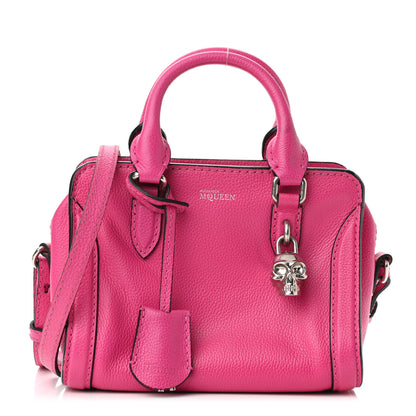 Alexander McQueen Pebbled Calfskin Mini Skull Padlock Zip Around Tote Bouganville 1 of 10