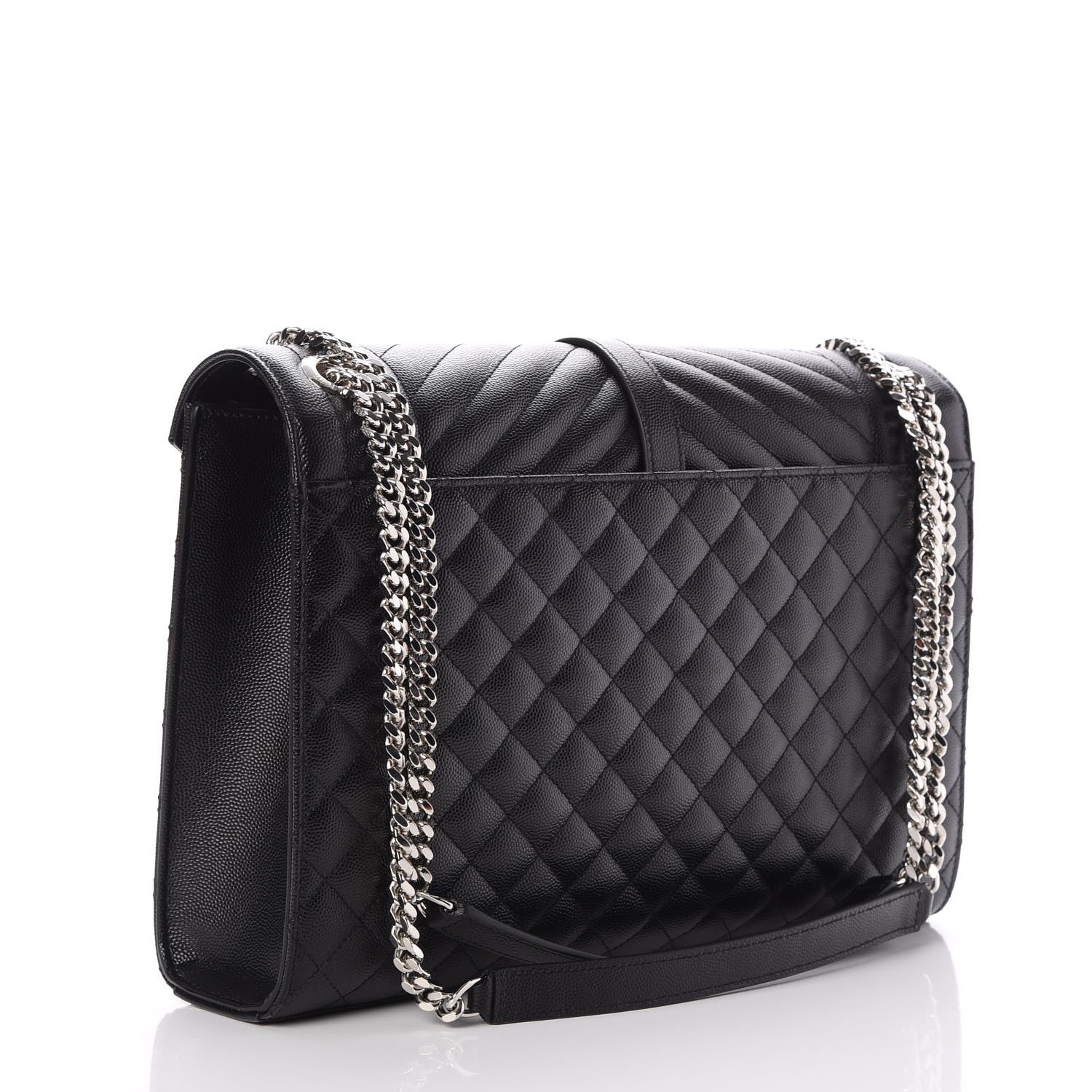 Saint Laurent Grain De Poudre Textured Mixed Matelasse Large Triquilt Monogram Satchel Black 4 of 8