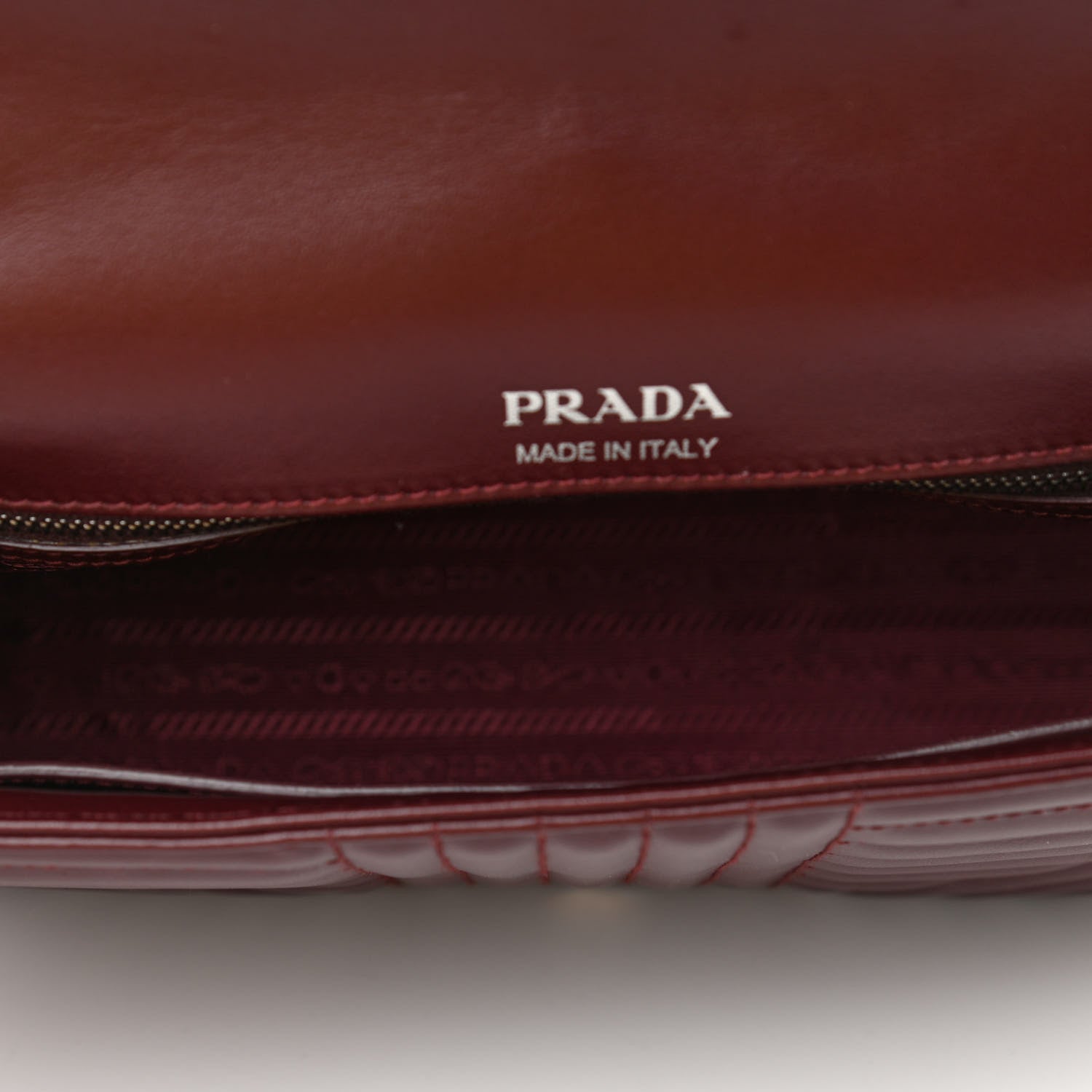 Prada Soft Calfskin Impunture Diagramme Large Chain Flap Shoulder Bag Granato 5 of 9