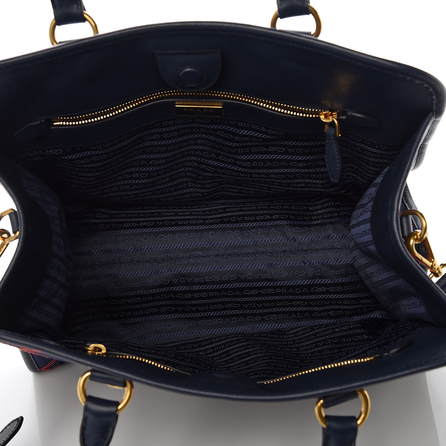 Prada Saffiano Tessuto Nylon Impunturato Quilted Shopper Baltico Fuoco 5 of 10