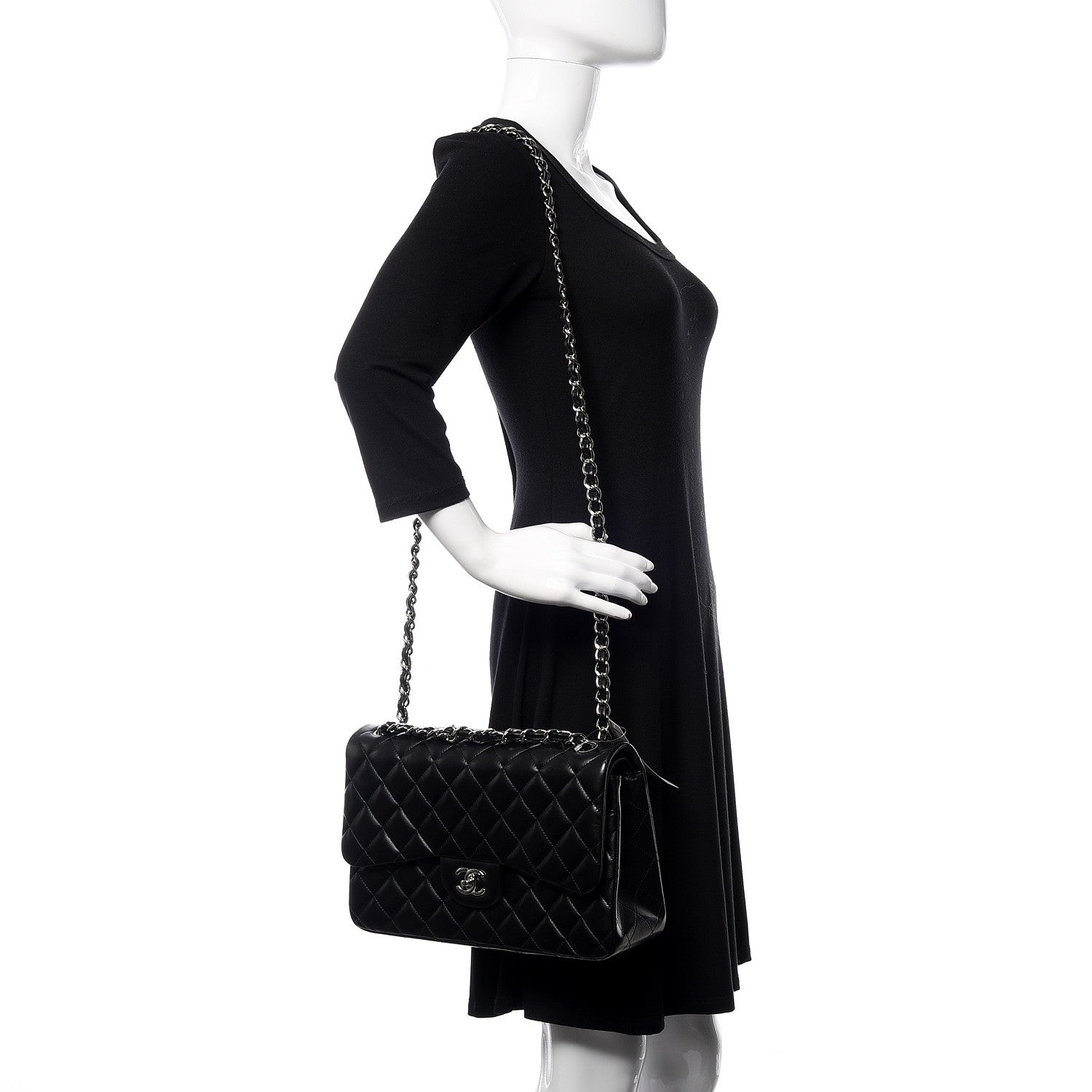 Chanel Lambskin Quilted Jumbo Double Flap Black 2 of 11