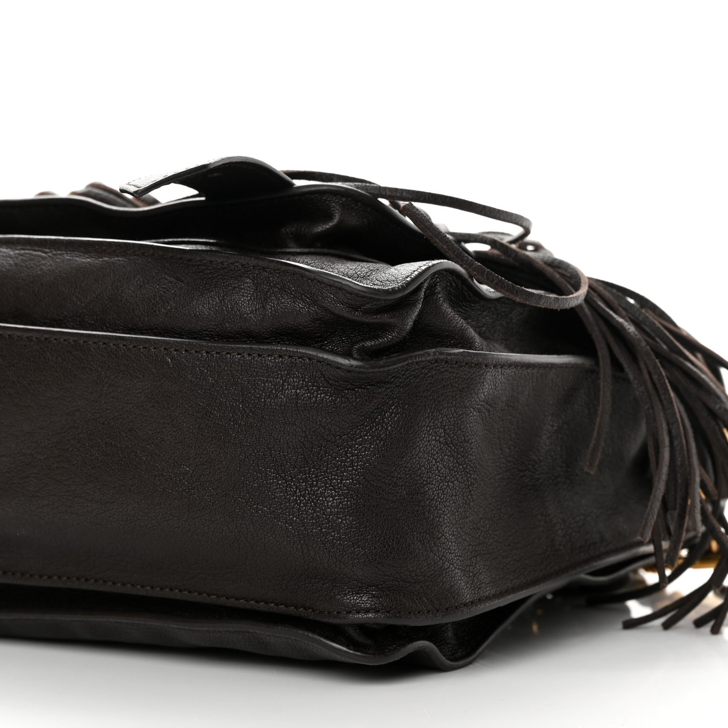 Lambskin Fringe Medium PS1 Satchel Dark Chocolate