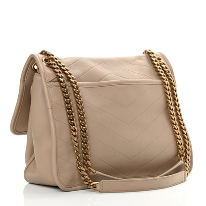 Saint Laurent Lambskin Matelasse Monogram Medium Niki Chain Satchel Dark Beige 2 of 12