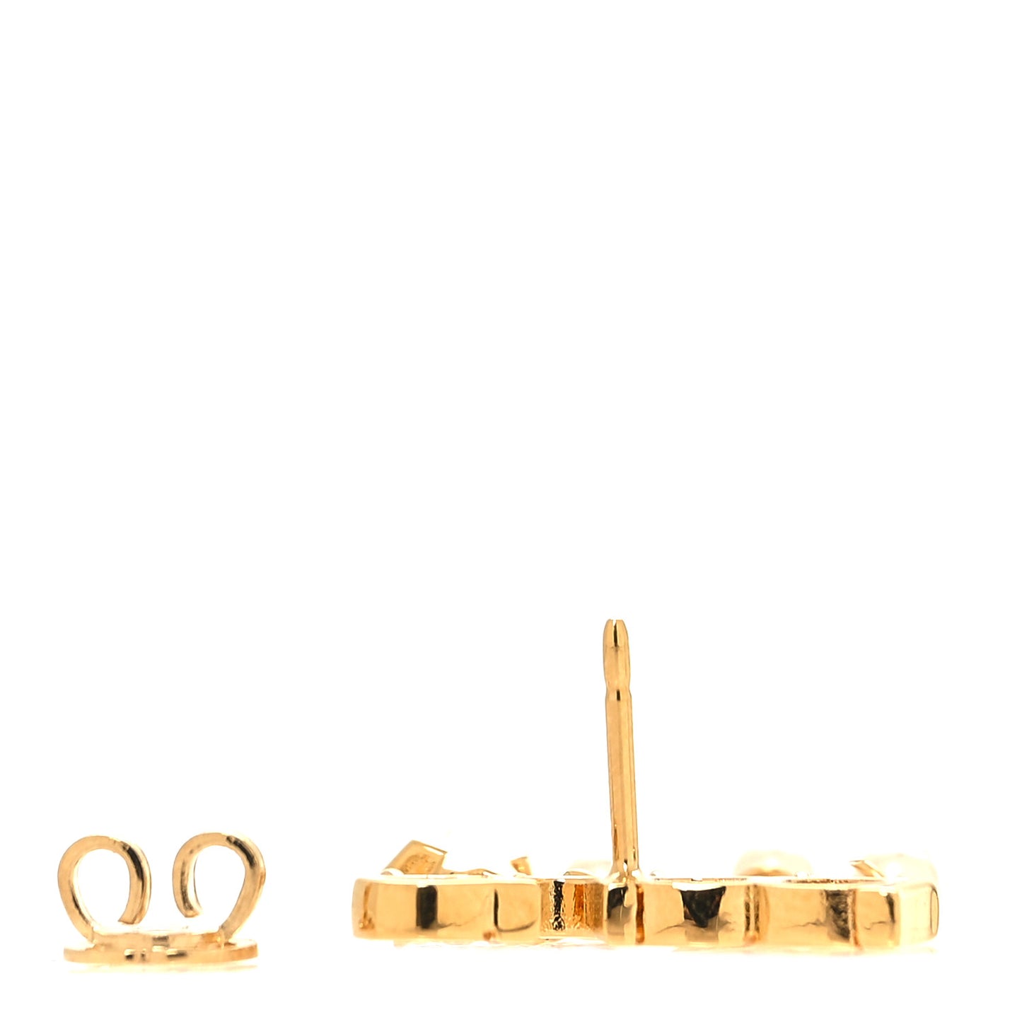 Metal Crystal Pearl Script Drop Single Earring Gold