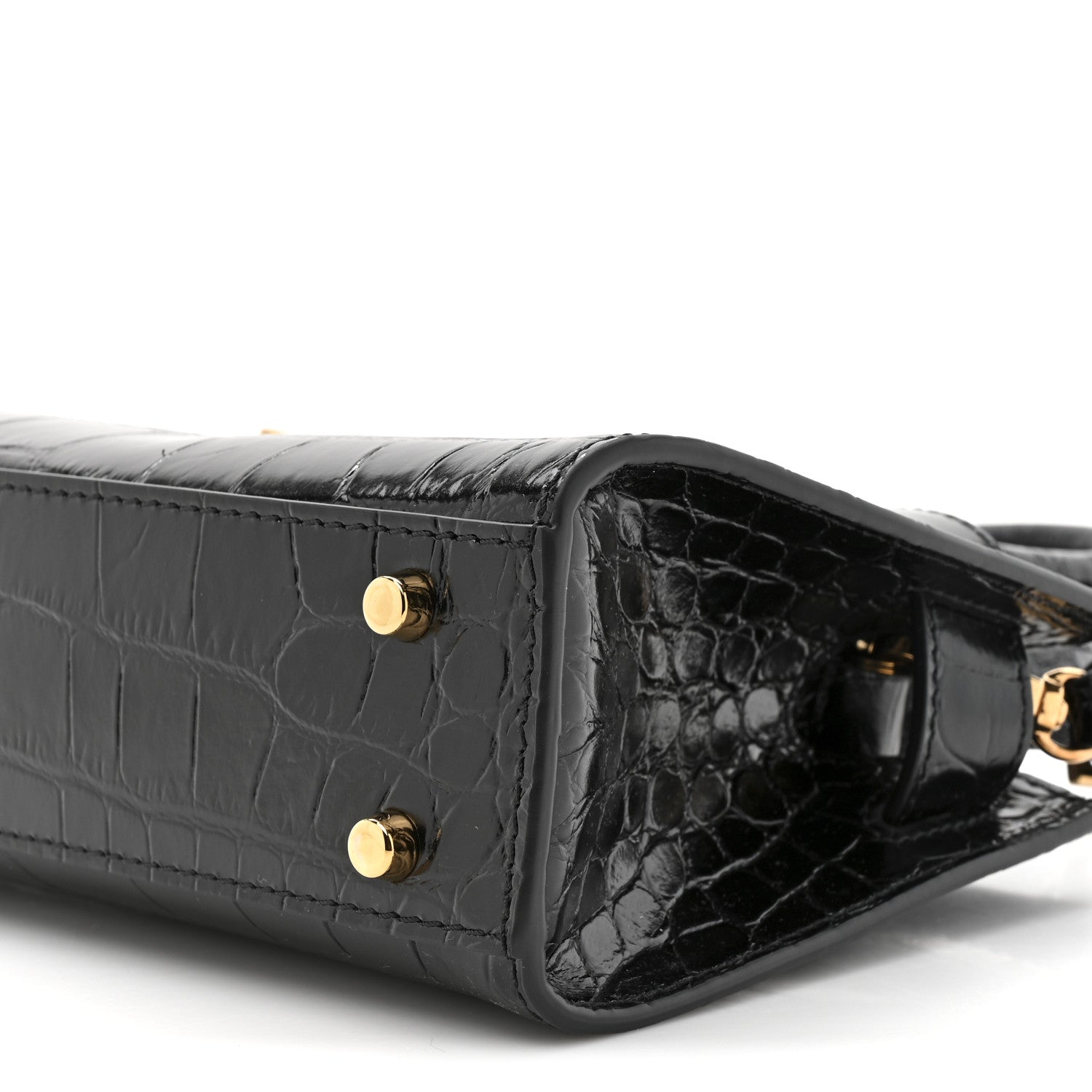 Versace Calfskin Crocodile Embossed Small Medusa '95 Tote Black 9 of 9