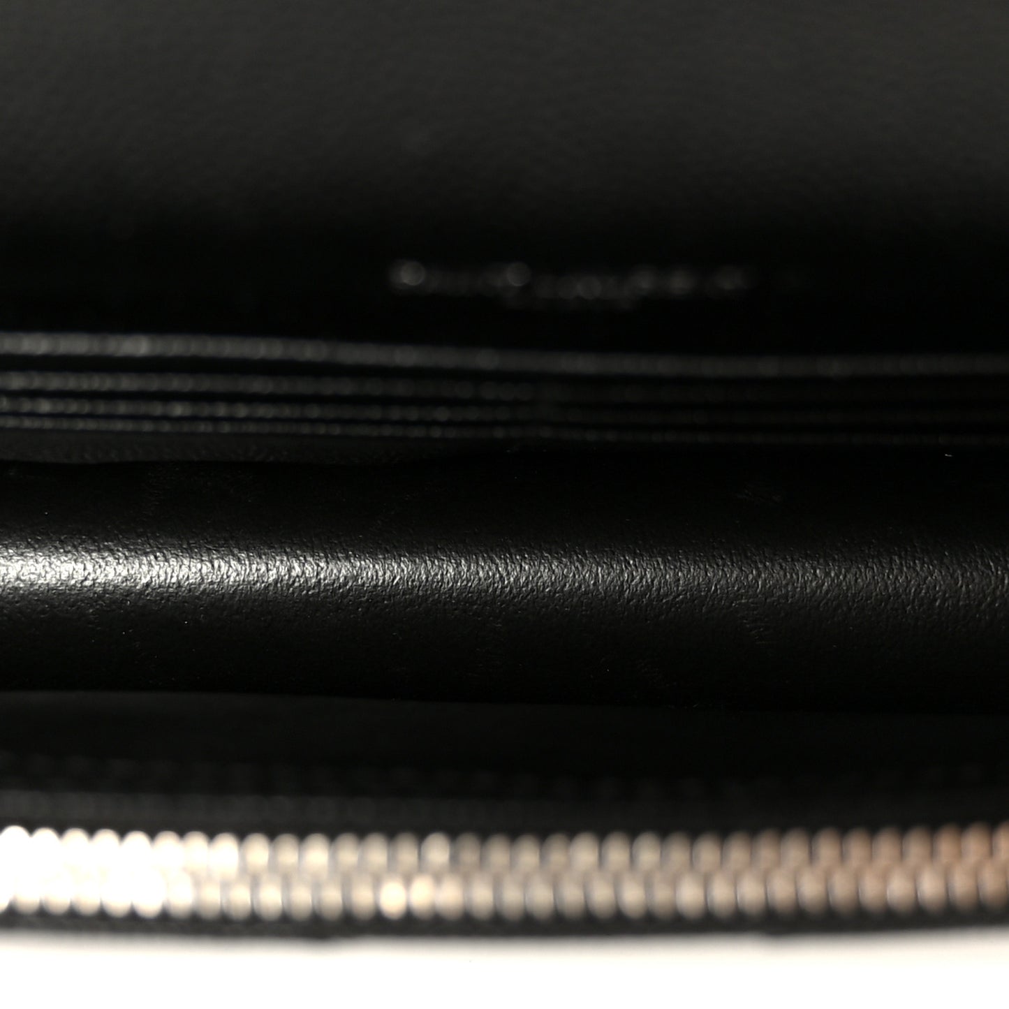Grain De Poudre Matelasse Chevron Monogram Envelope Chain Wallet Black