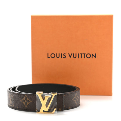 Louis Vuitton Calfskin Monogram 30mm LV Initiales Reversible Belt 80 32 Black 7 of 7