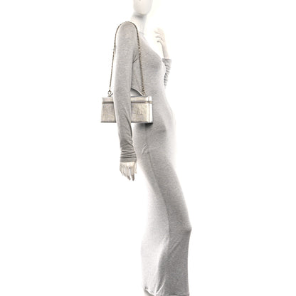 Chanel Lizard Embossed Calfskin Top Handle Slim Vanity With Chain Silvery 2 of 11