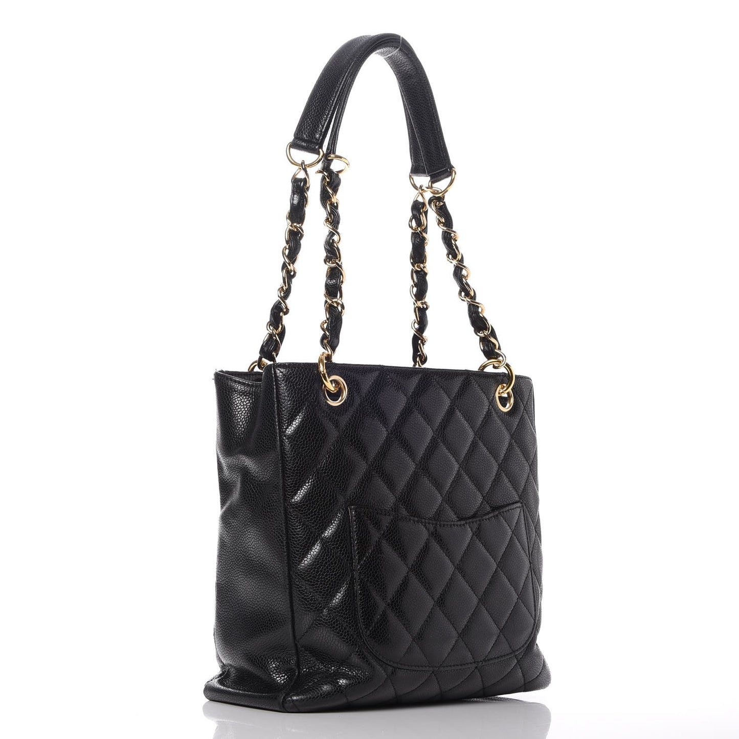 Caviar Quilted Petit Shopping Tote PST Black