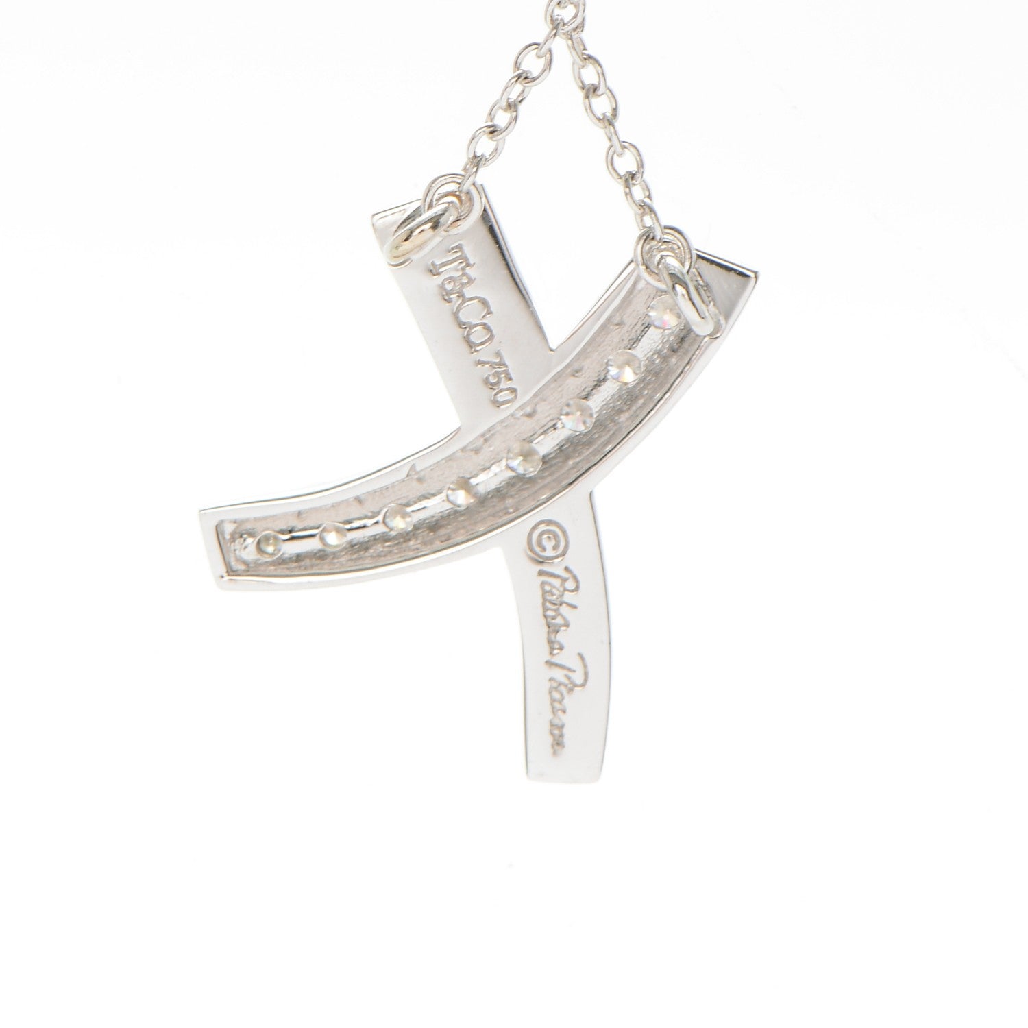 Tiffany 18K White Gold Diamond Paloma Picasso Small Signature X Pendant Necklace 5 of 8