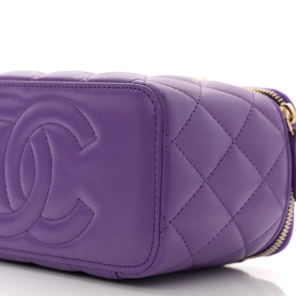 Chanel Lambskin Quilted Small Top Handle Vanity Case With Chain Purple 10 of 11
