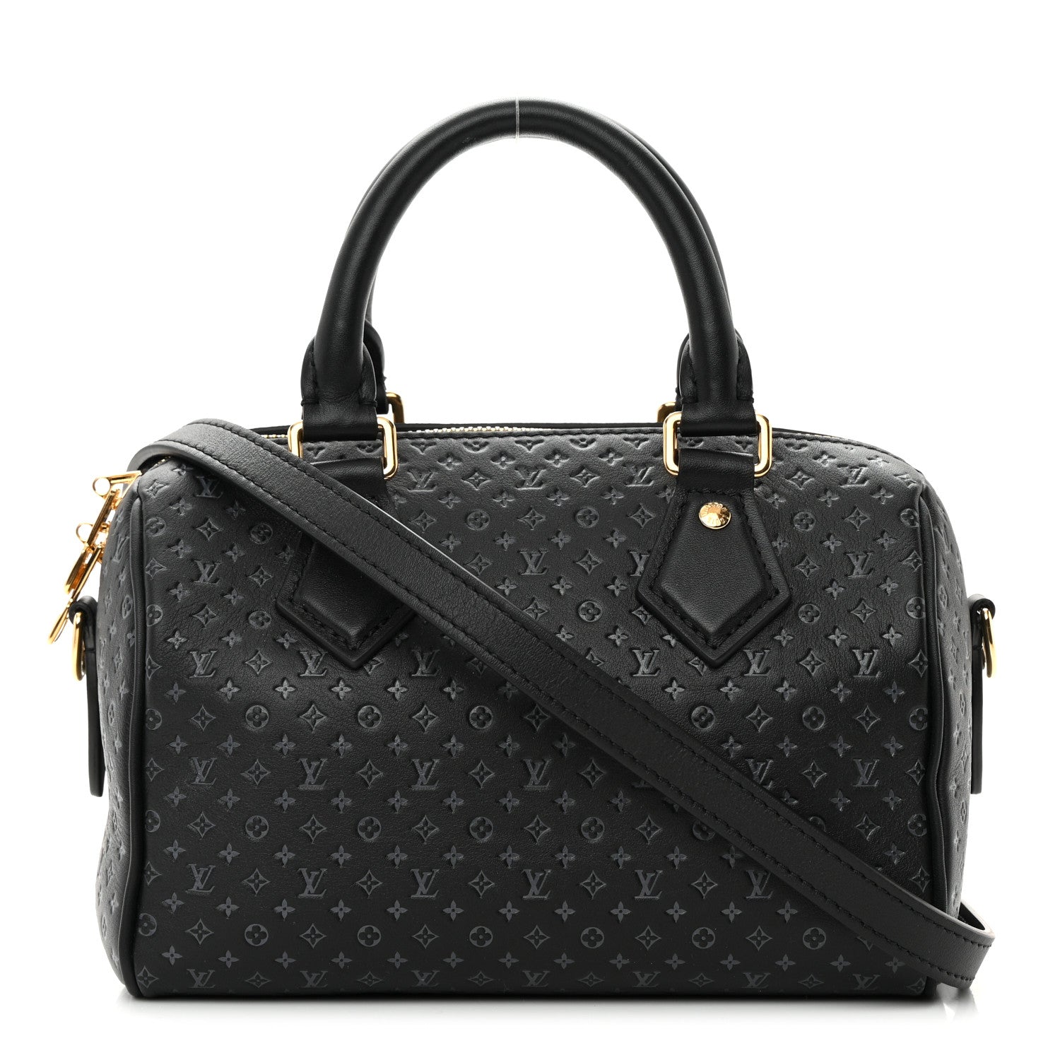 Louis Vuitton Calfskin Nanogram Embossed Speedy 20 Black 1 of 10