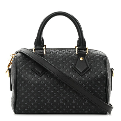Louis Vuitton Calfskin Nanogram Embossed Speedy 20 Black 1 of 10
