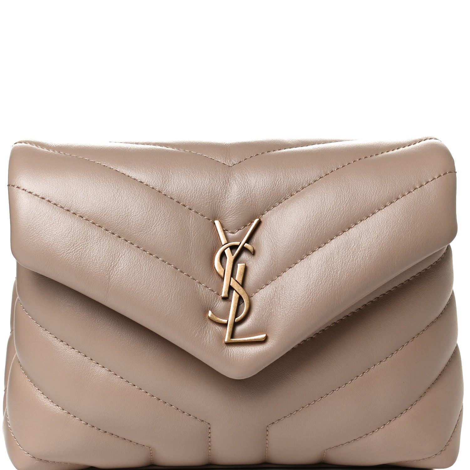 Saint Laurent Calfskin Y Quilted Monogram Toy Loulou Crossbody Bag Dark Beige 7 of 14