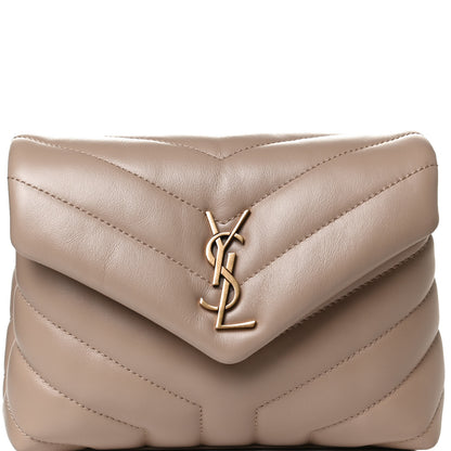 Saint Laurent Calfskin Y Quilted Monogram Toy Loulou Crossbody Bag Dark Beige 7 of 14