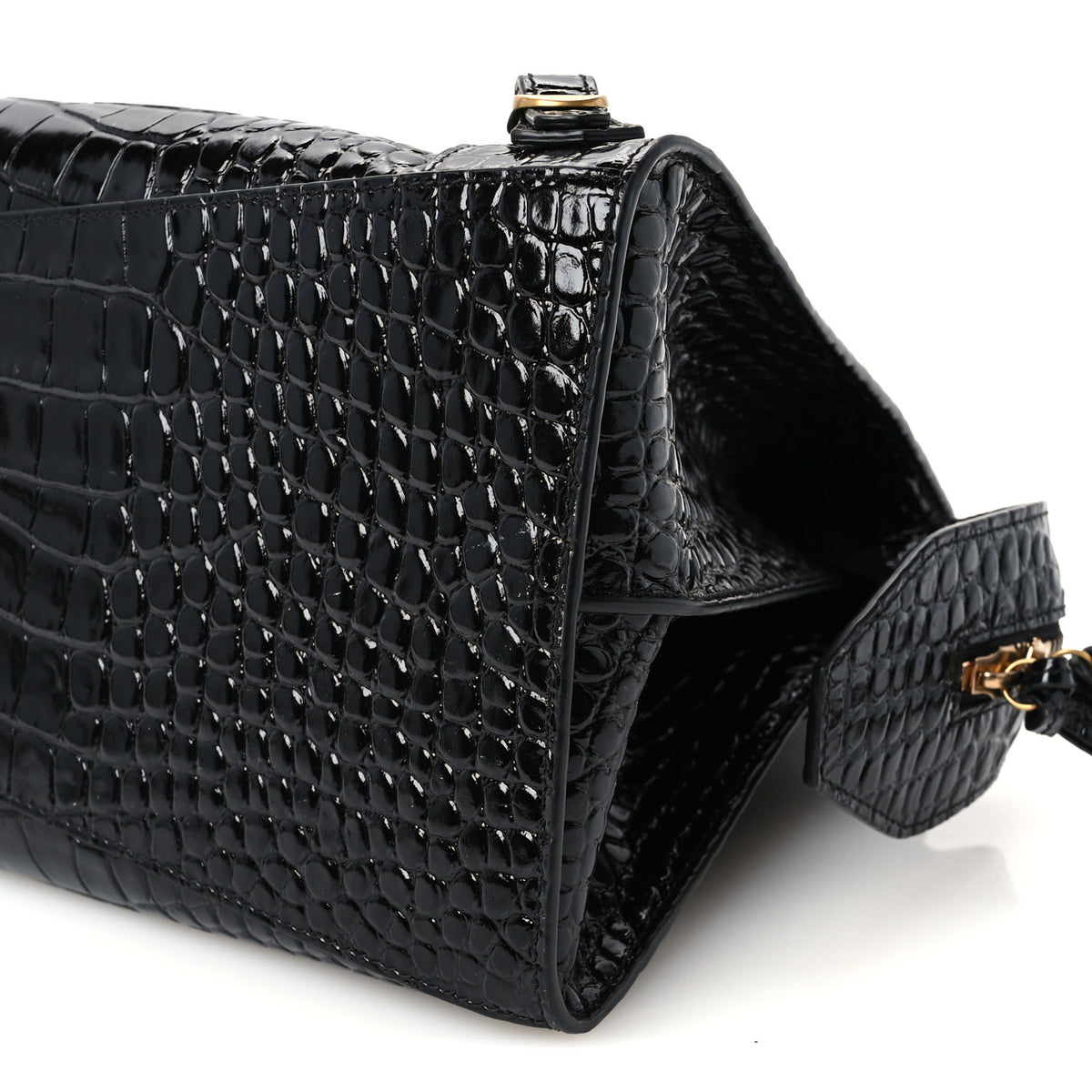 Balenciaga Shiny Supple Calfskin Crocodile Embossed Brass Hardware Neo Classic City Black 9 of 9
