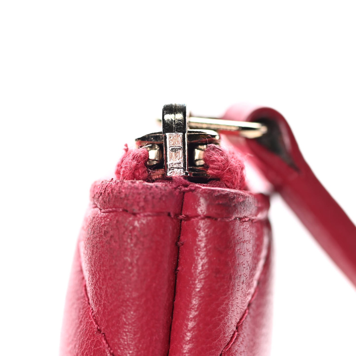 Lambskin Quilted Small Cosmetic Case Dark Pink