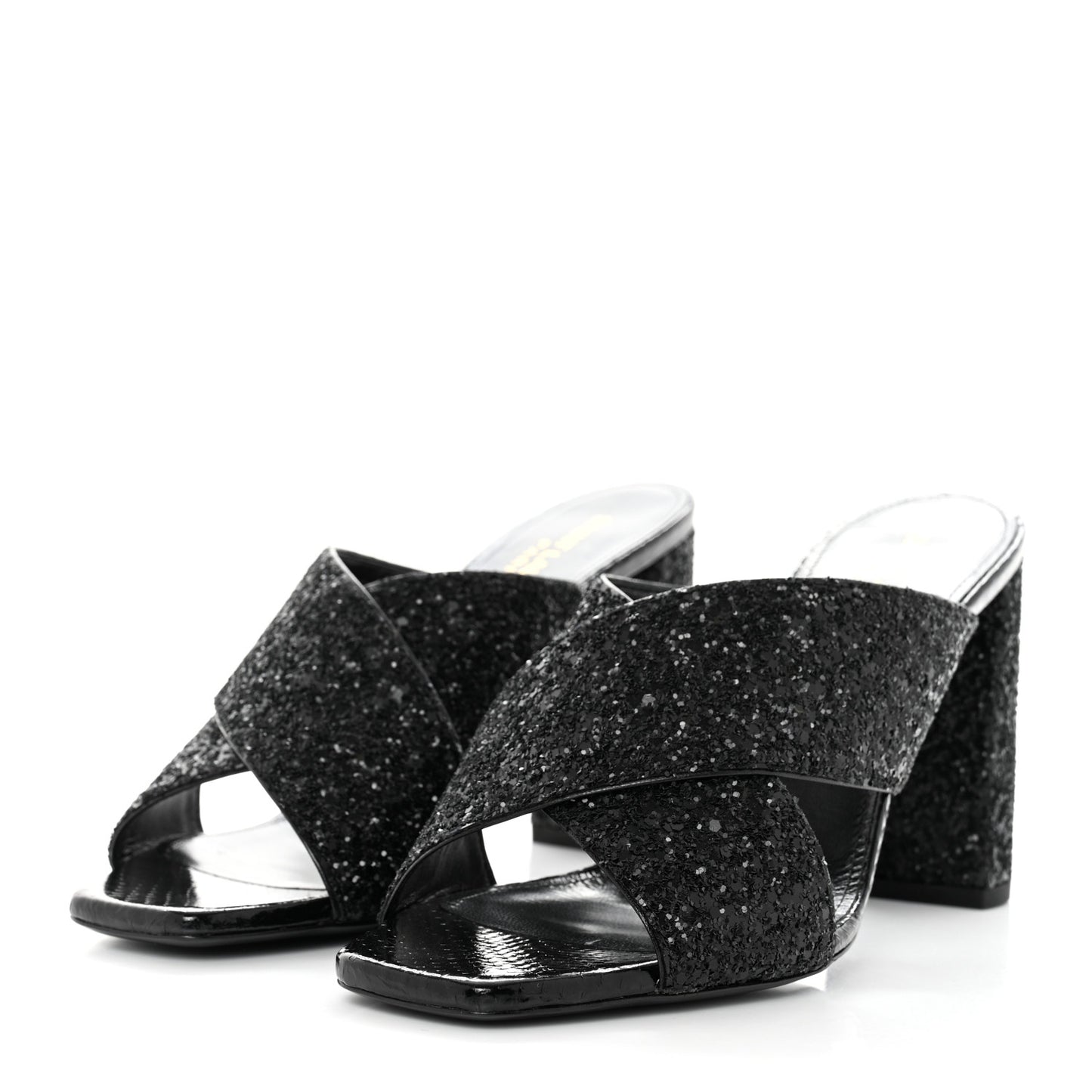 Glitter LouLou 70 Mule Sandals 38 Black