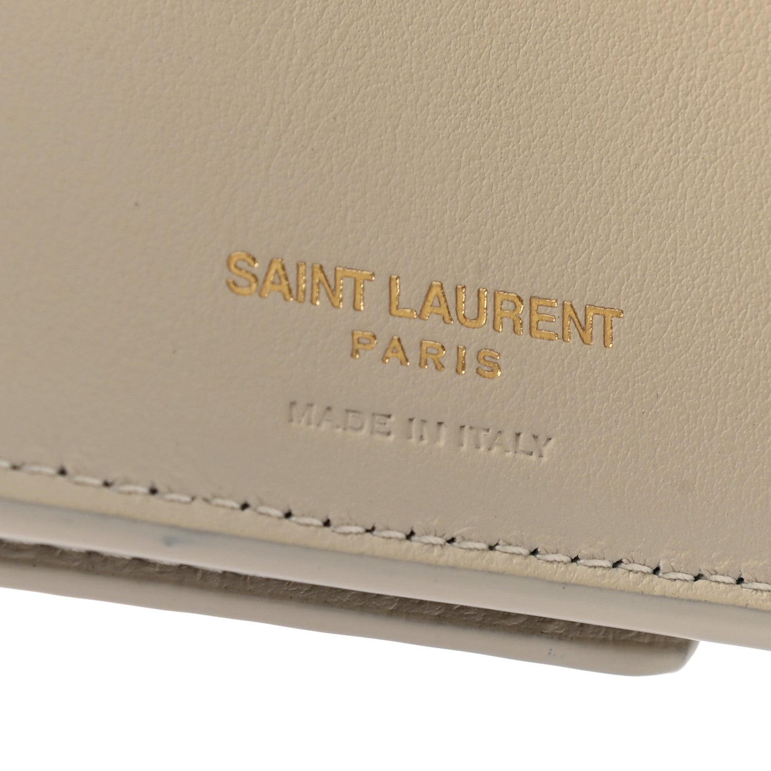 Saint Laurent Shiny Calfskin Crocodile Embossed Monogram Uptown Compact Wallet White Vintage 6 of 8