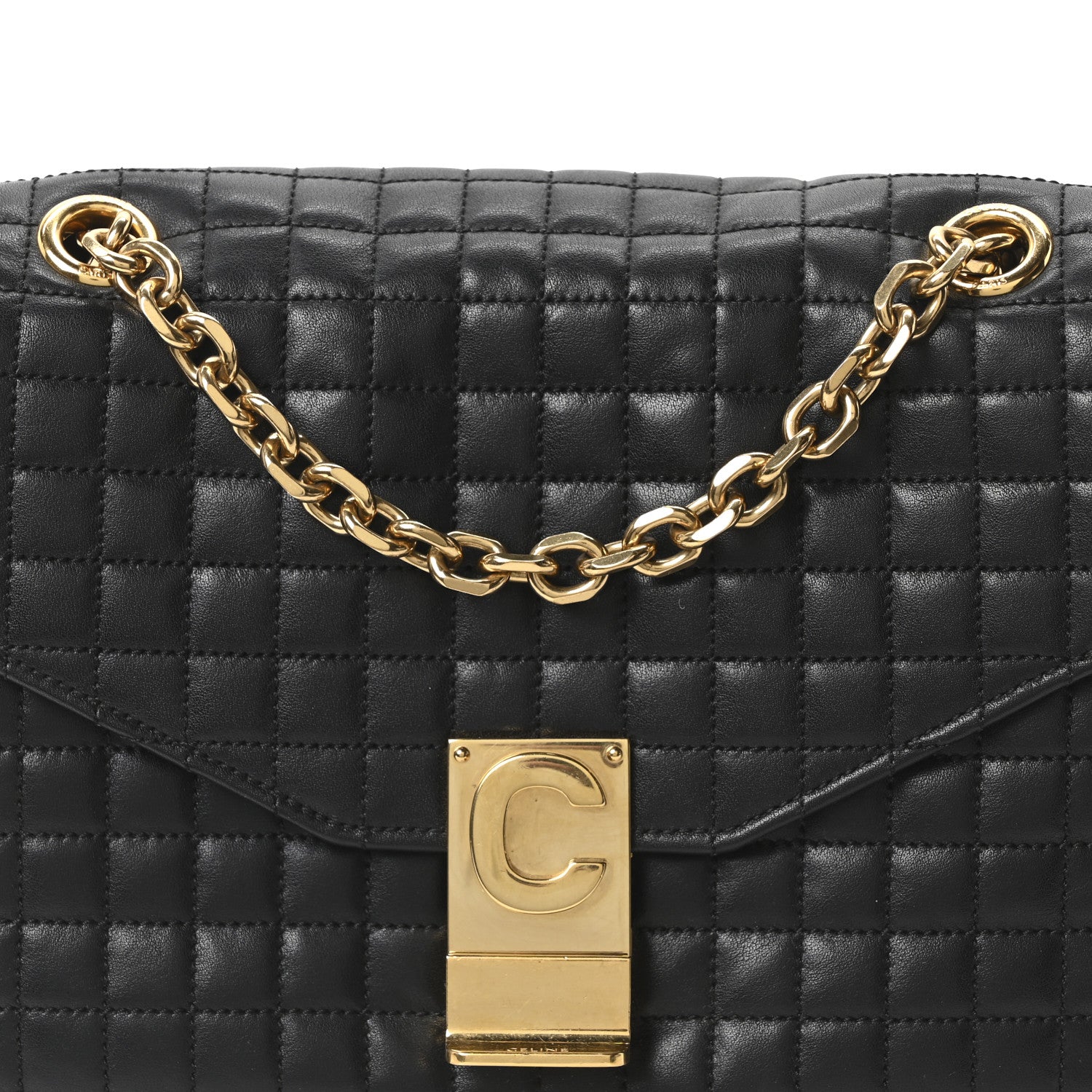 Celine Calfskin Quilted Medium C Bag Black 8 of 10