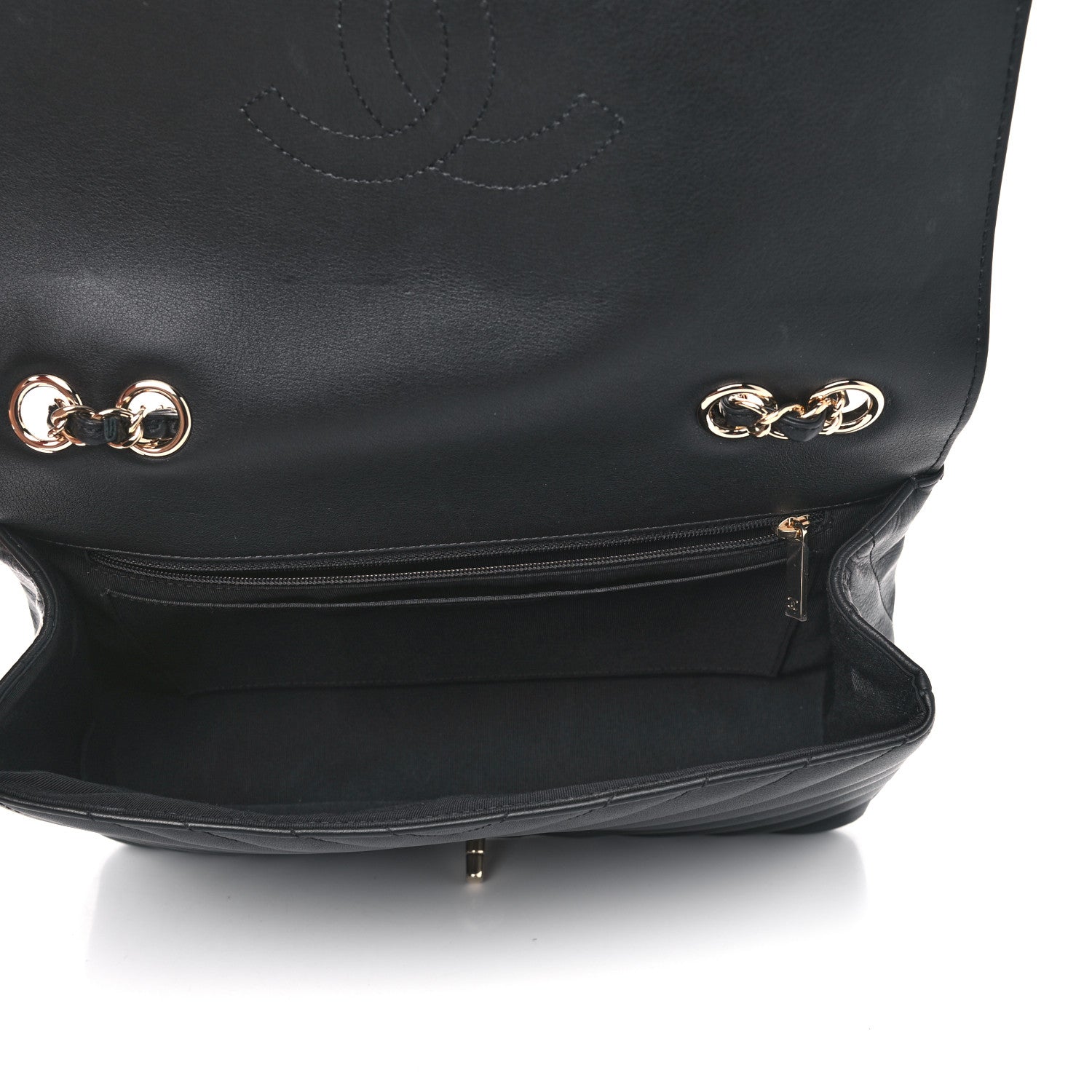 Chanel Calfskin Chevron Quilted Large Statement Flap Black 4 of 5