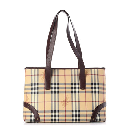 Burberry Haymarket Check Studded Tote Bag Chocolate 1 of 7