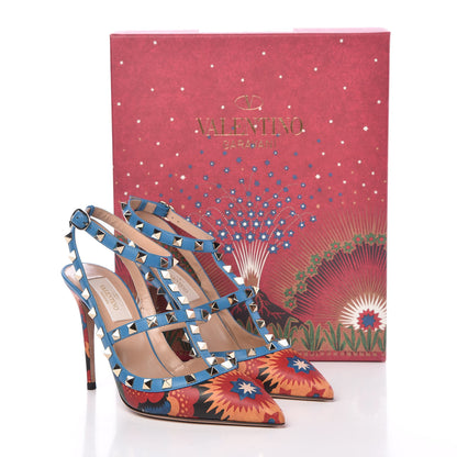 Valentino Garavani Calfskin Enchanted Wonderland Rockstud Ankle Strap Pumps 37 Light Stone 10 of 10