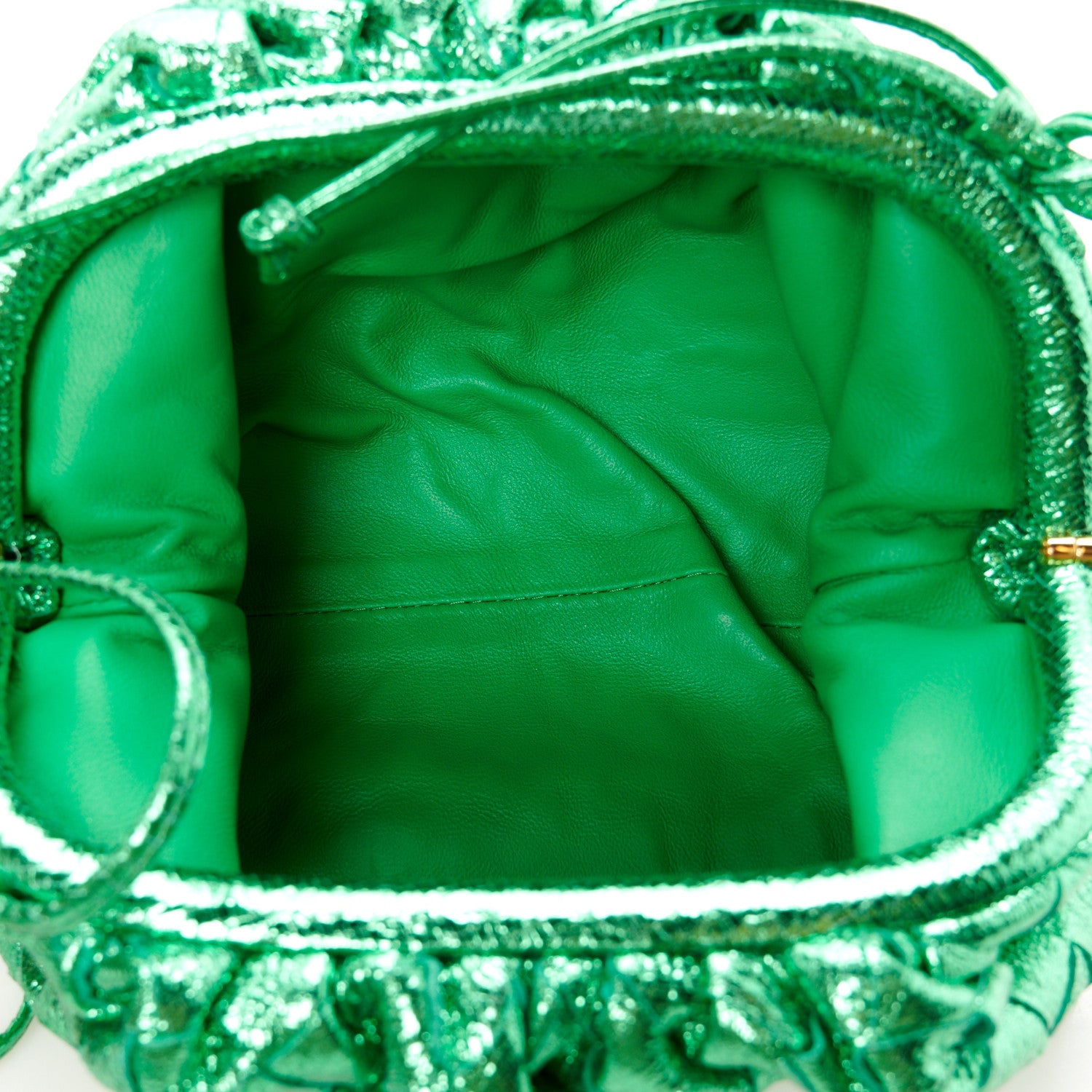 Bottega Veneta Metallic Nappa Intrecciato The Mini Pouch Parakeet 5 of 11