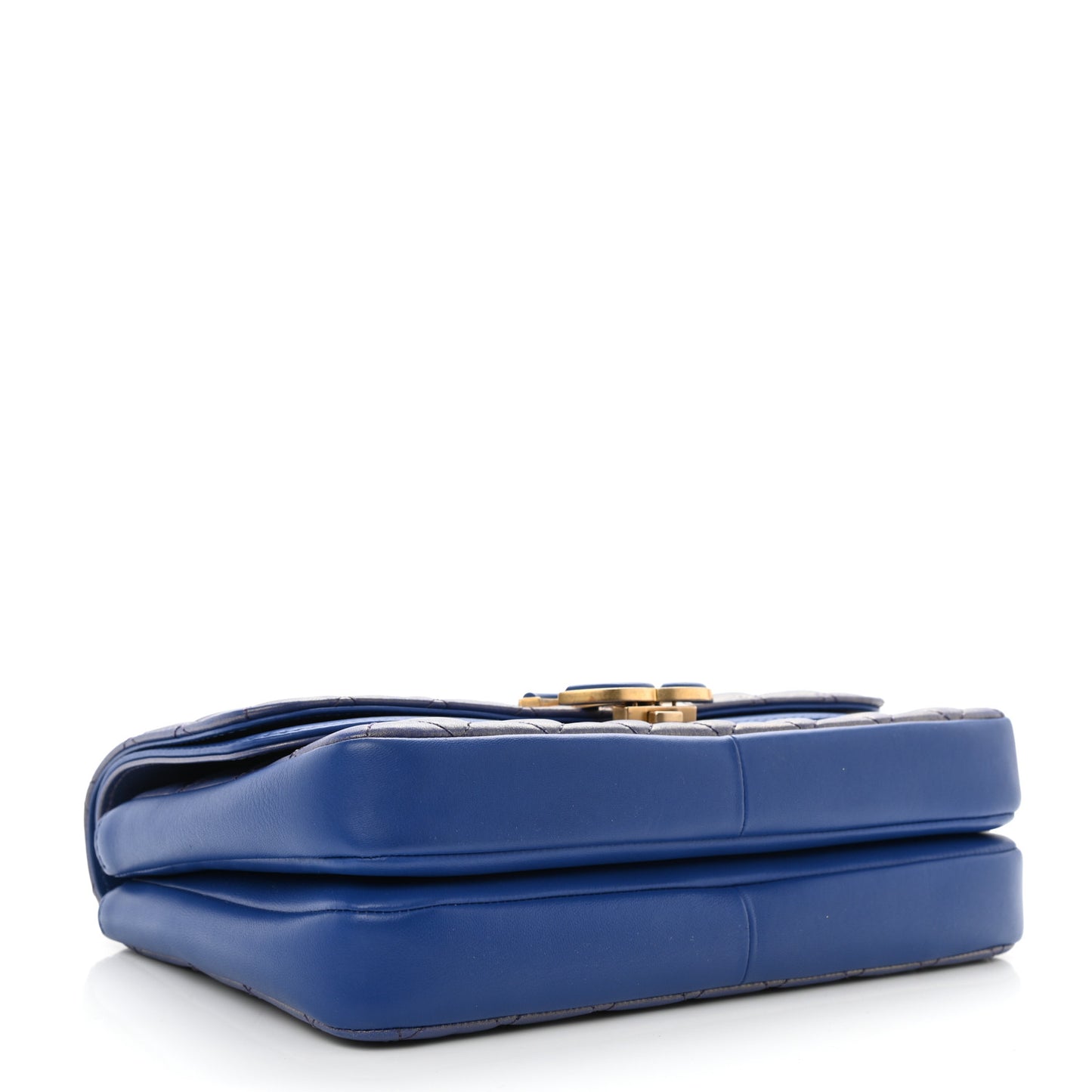 Metallic Calfskin Quilted Large CC Chic Flap Blue