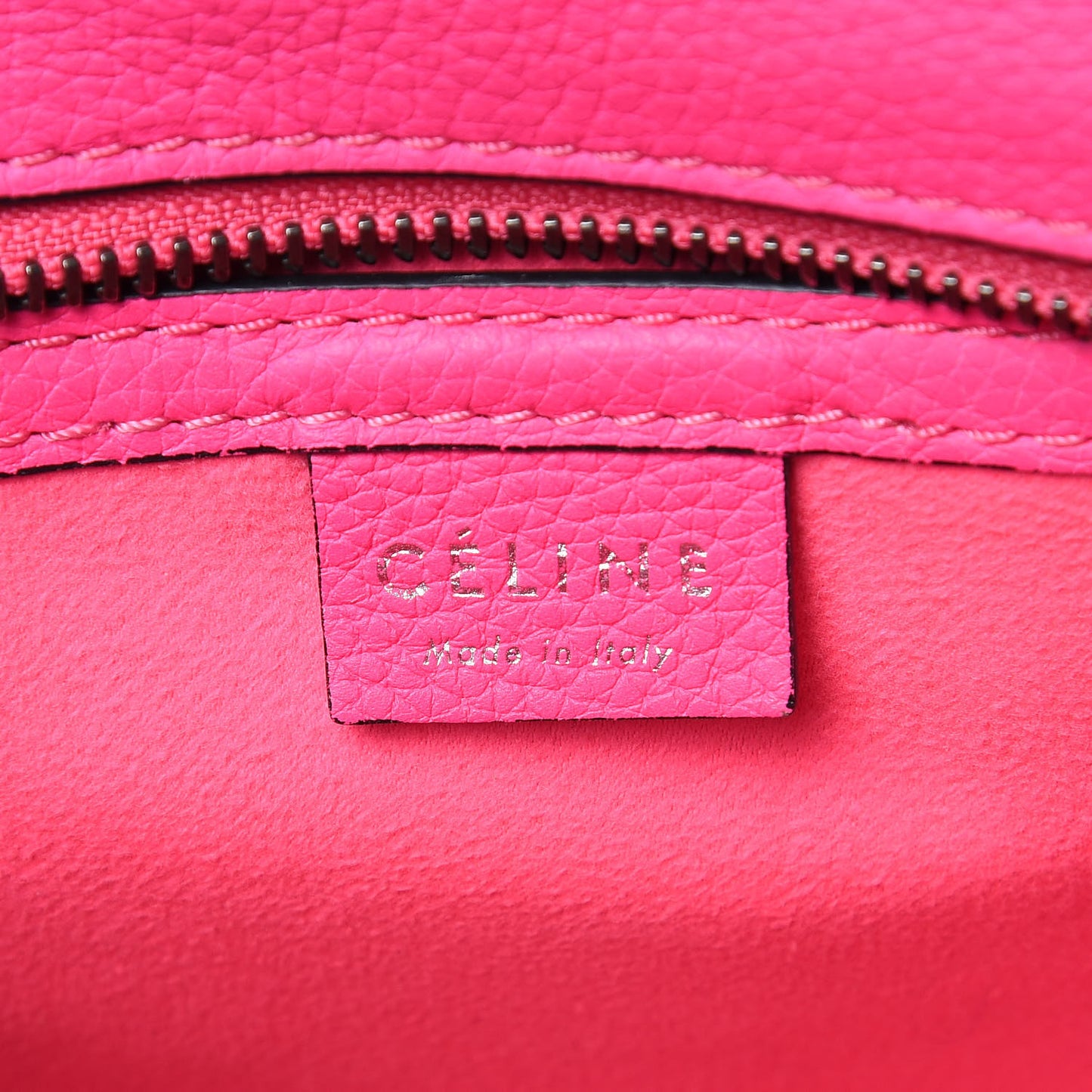 Drummed Calfskin Nano Luggage Fluo Pink