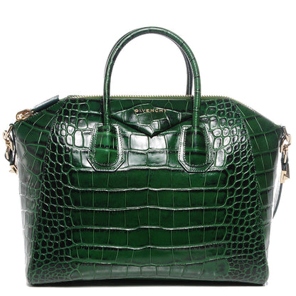 Givenchy Calfskin Crocodile Embossed Small Antigona Emerald 1 of 10
