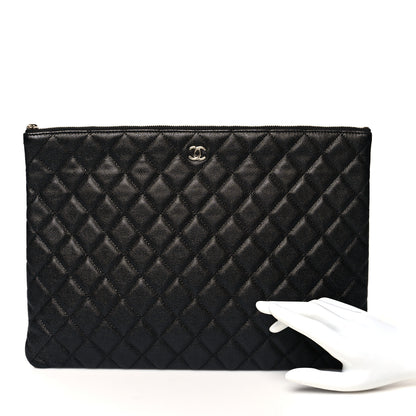 Chanel Iridescent Caviar Quilted Large Cosmetic Case Black 2 of 7