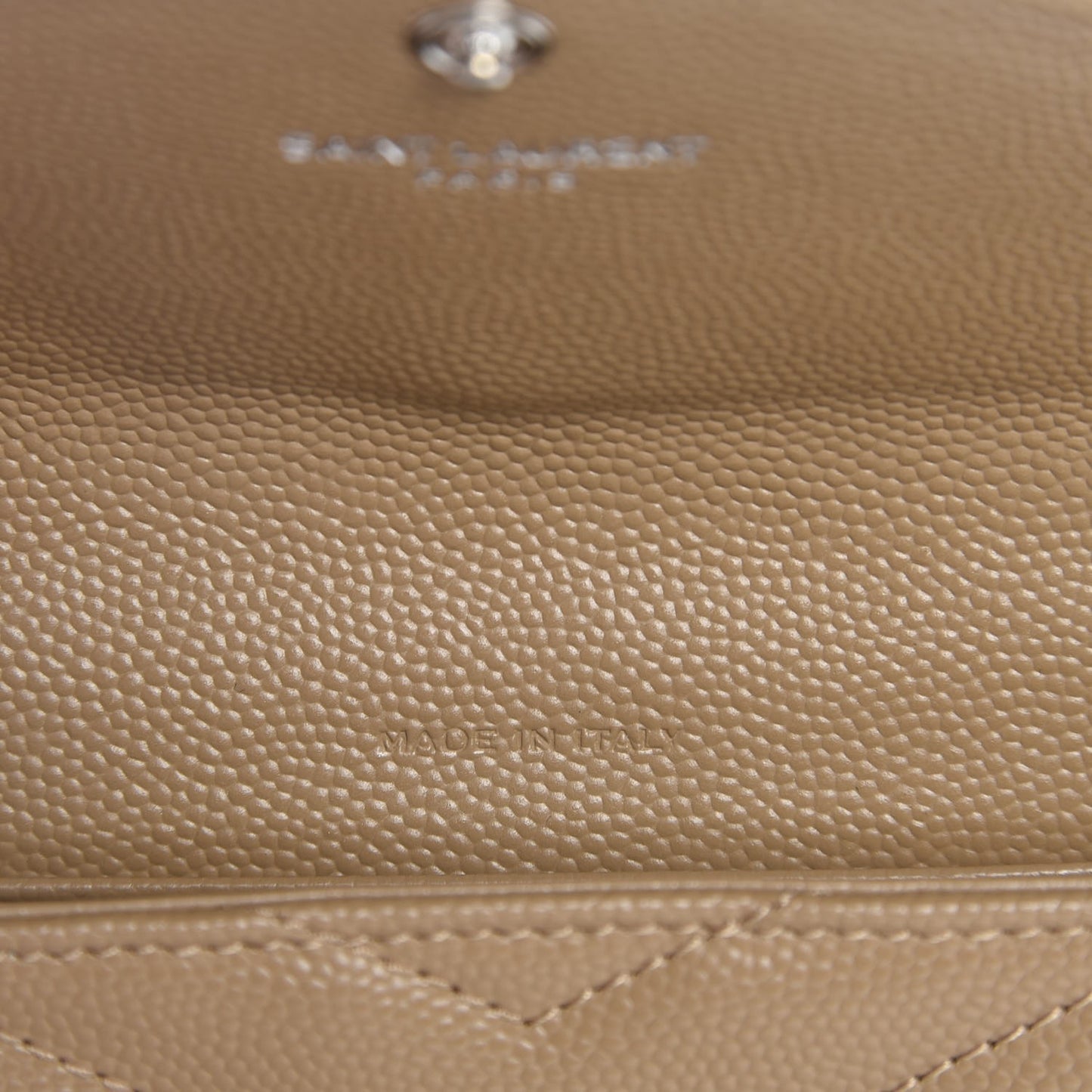 Grain De Poudre Matelasse Chevron Small Monogram Envelope Wallet Dark Beige
