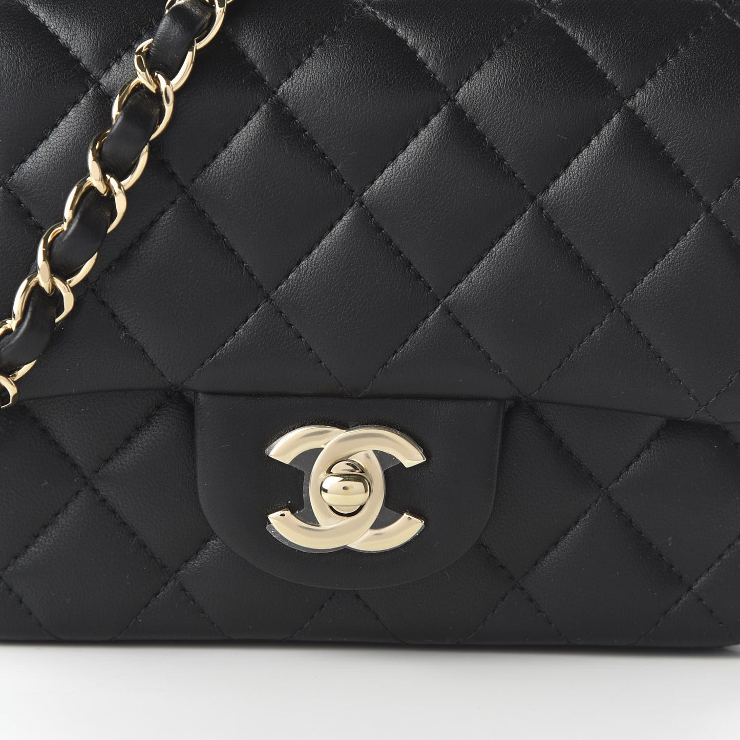 Lambskin Quilted Mini Square Flap Black