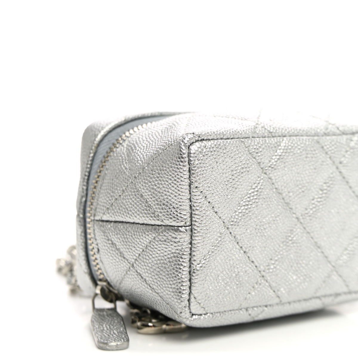 Chanel Metallic Caviar Quilted Mini Top Handle Vanity With Chain Silver 9 of 11