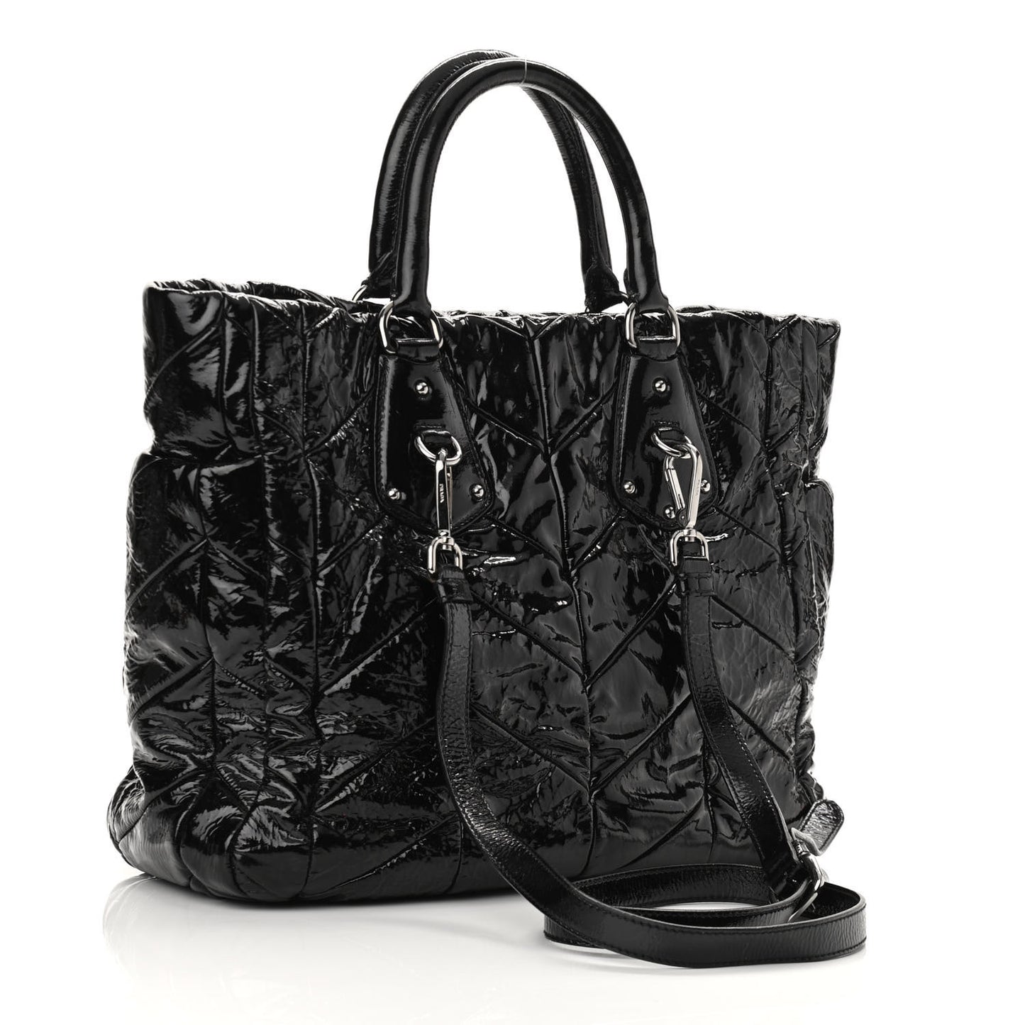 Vernice Chevron Tote Black