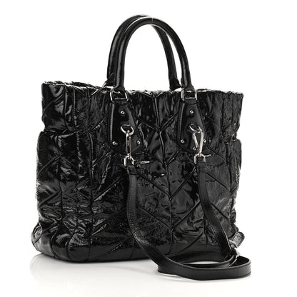 Prada Vernice Chevron Tote Black 3 of 9