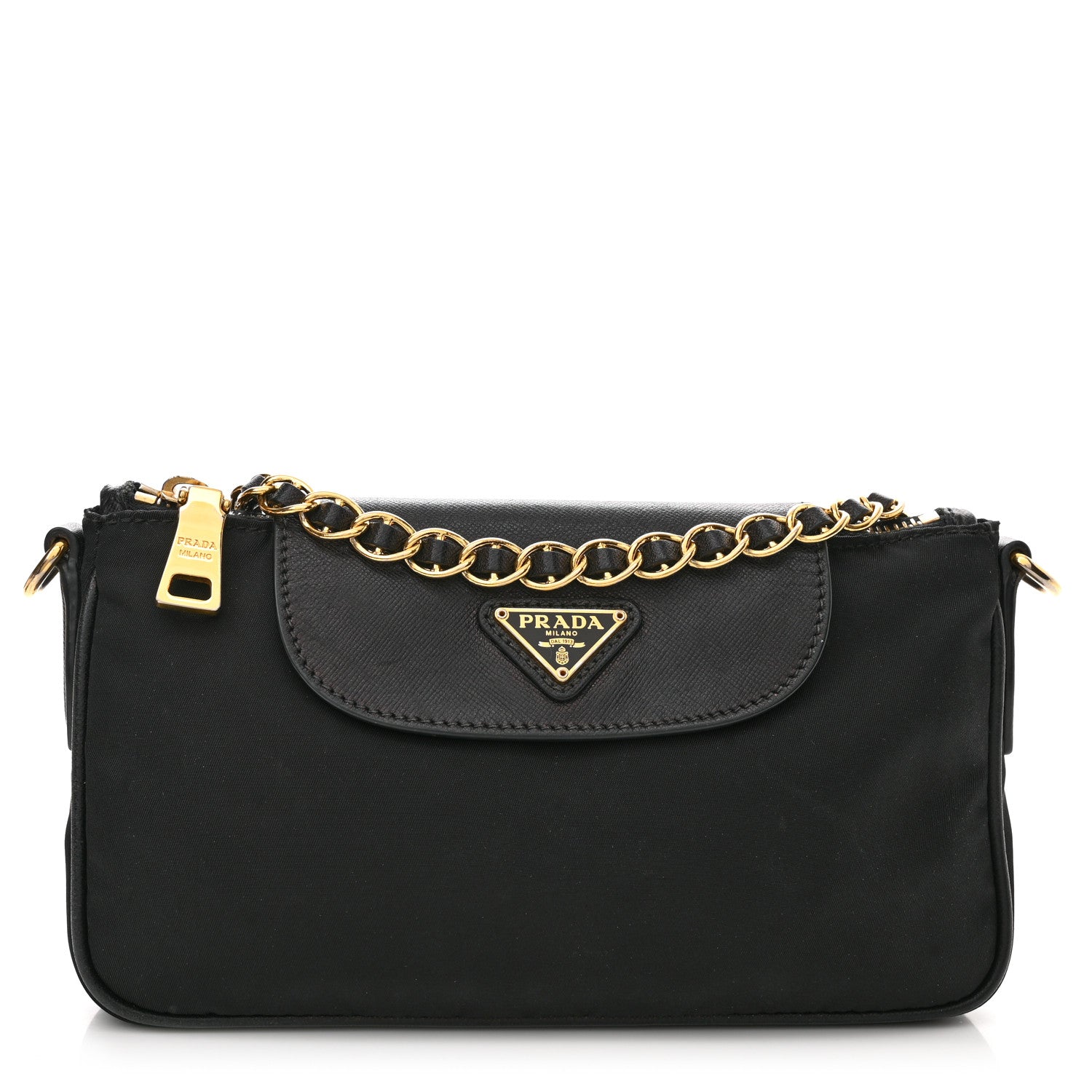Prada Tessuto Nylon Saffiano Crossbody Bag Black 1 of 15