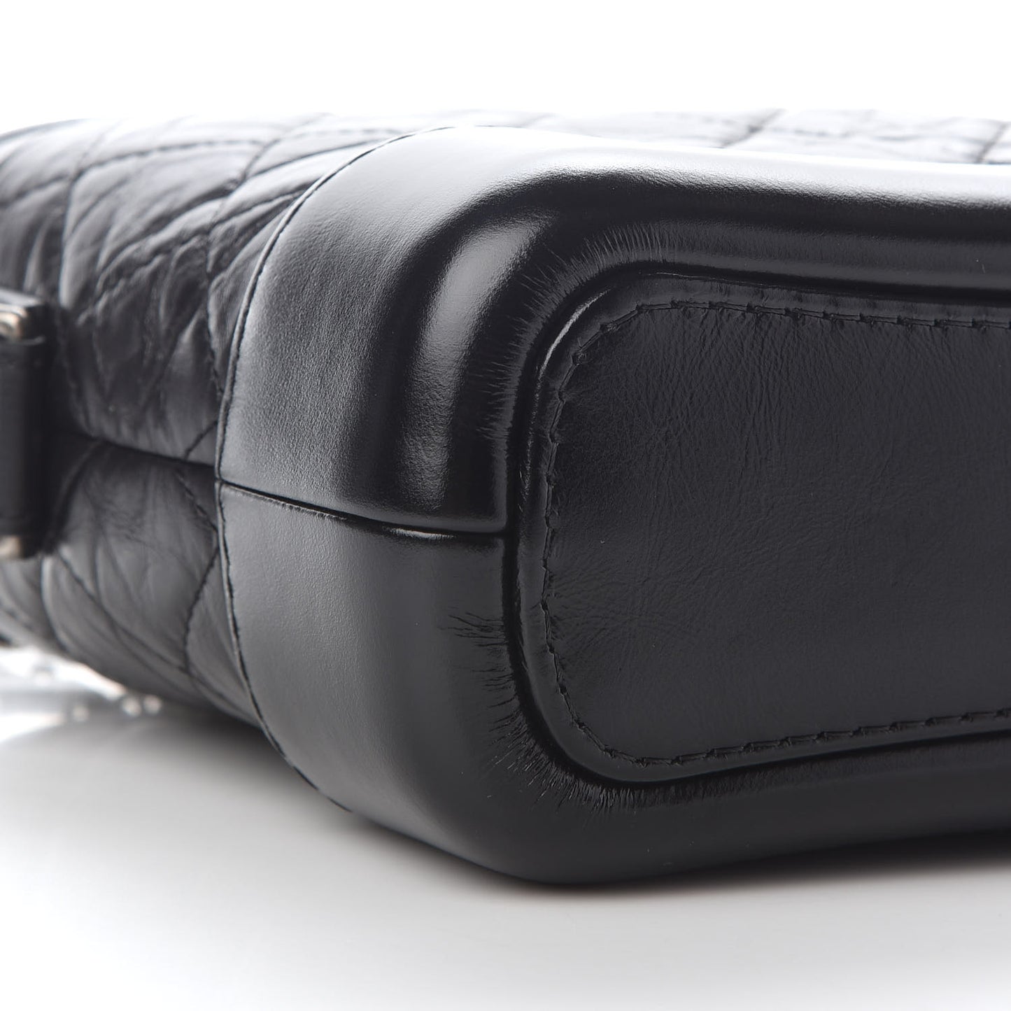 Aged Calfskin Quilted Small Gabrielle Hobo Black